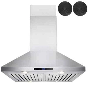 AKDY Convertible Island Mount Range Hood 30" 120V Touch Control Stainless Steel - Picture 1 of 8
