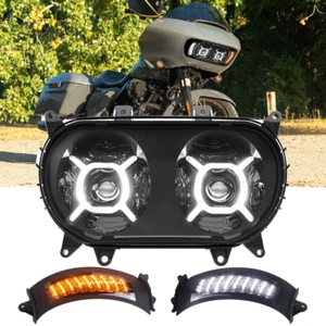 Front LED DRL Headlight Amber Turn Signal Lamp Combo For Road Glide 2015-2023 - Picture 1 of 20