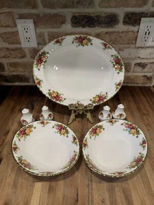 Royal Albert Old Country Roses 13 1/2" Serving Platter & 2 Serving Bowls & S&P - Picture 1 of 12