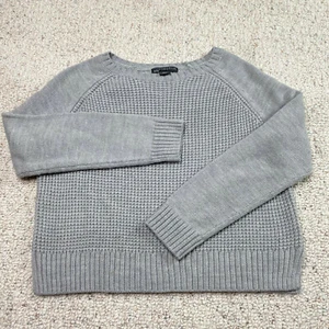 Covington Womens Sweater sz S Petite Gray Tight Knit Long Sleeve Crop Pullover - Picture 1 of 12