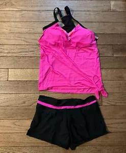 Zeroxposur Womens Small Side Knot Tankini Short Swim Bathing Suit Pink - Picture 1 of 2