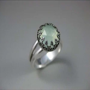 Round Emerald Fashion Popular Jewelry Retro Ring Women Size 5-11 - Bild 1 von 4