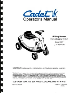 Cub Cadet Owners Manual Model No. 1027 (13A-328-101) - Picture 1 of 1