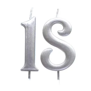 Number 18 Silver Birthday Numeral Candle Cake Topper Party Decoration Girl Boy - Picture 1 of 2