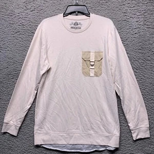 American Rag Shirt Mens Medium Beige Sweatshirt Crew Neck Long Sleeve Pocket - Picture 1 of 6