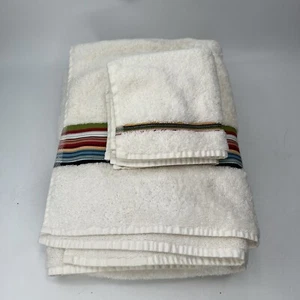 Juego de toallas de baño Pottery Barn 4 piezas blanco y rayas - Imagen 1 de 4