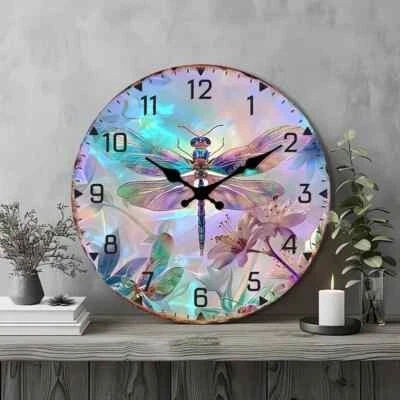 Stunning Bright Dragonfly Fantasy 30cm Wall Clock -Living Room, Kitchen, Bedroom - Image 1 of 3