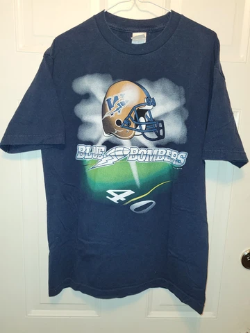 90s Winnipeg Blue Bombers Bullet Canada Graphic Shirt Adult L Cover