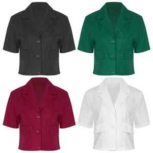 Cárdigan informal de manga corta para mujer color liso recortado blazers chaqueta prendas exteriores - Imagen 1 de 35
