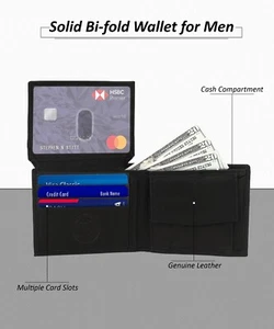 Billetera compacta con portatarjetas de crédito pequeña compacta Leatherboss cuero genuino para niños y hombres - Imagen 1 de 47