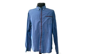 Camisa manga larga con botones Burkman Bros - Talla XL - 100 % algodón azul rojo - Imagen 1 de 9
