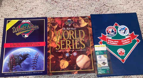 Toronto Blue Jays world series books and team cards-1993 game 2 ticket stub Cover
