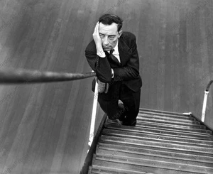 8x10 Print Buster Keaton Portrait on Stairs #87632 - Picture 1 of 1
