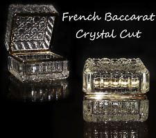 Vintage French Crystal Cut Glass Hinged Trinket Jewelry Box