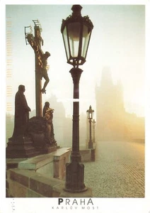 Postcard Czech Republic Prague (Praha) Jesus Christ on the Cross Lamppost - Picture 1 of 2