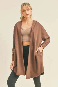 Kimberly C Open Front Longline Hooded Cardigan - Picture 1 of 7