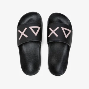 SUN68 SLIPPERS SLIDE LOGO Ciabatta con fascia Mare X35204 11 Nero Rosa SUN - Foto 1 di 1