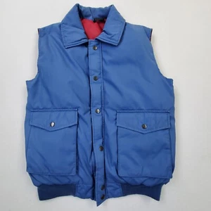 Vtg 80s 90s Outdoor Exchange Mens Down Puffer Vest Blue Red Reversible Sz M - Picture 1 of 9