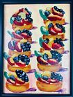 Original Food Kitchen Painting Fruit Tarts Yellow Acrylic Brushstrokes 12x9