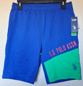 U.S. Polo Assn. Boys Contrast Splice Shorts Terry Size XL (14-16) Blue BRAND NEW - Picture 1 of 4