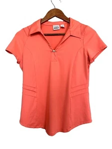 Chico's Zenergy Golf  Sz 0(S) Coral Polo Short Sleeve Vee Neck Activewear Top - Picture 1 of 8
