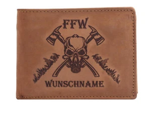Greenburry Geldbörse Feuerwehr mit Wunschname Geldbeutel Leder Portmonee - Picture 1 of 5