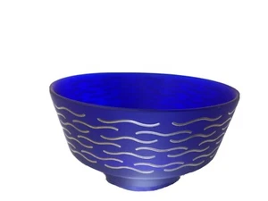 Rosenthal Studio-Linie Cobalt Blue Satin Glass Bowl Sterling Overlay Rare 7" - Picture 1 of 10