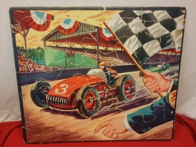 VTG Indy 500 Racing Whitman Frame-Tray Puzzle 1950s Doremus Grand Prix - Image 1 of 4