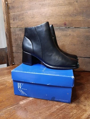 Botines cómodos White Mountain Fairchild de cuero negro para dama talla 10 Foto 1 de 4