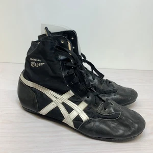 Zapatos de Lucha Onitsuka Tiger De Colección Talla 10.5 - Raro Años 70 Cuero Negro/Blanco - Imagen 1 de 10