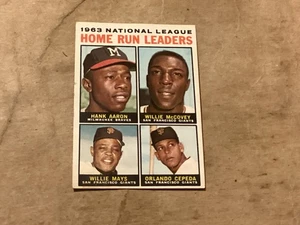 1964 Topps #9 Hank Aaron NL HR Leaders - EX+ - Lite Corner Wear - No Creases - - Picture 1 of 2