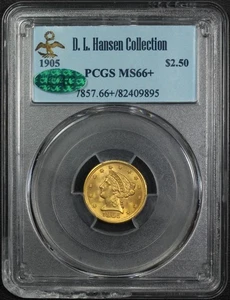 1905 $2.50 Liberty Head Gold Quarter Eagle D. L. Hansen PCGS MS 66+ Plus CAC - Picture 1 of 6