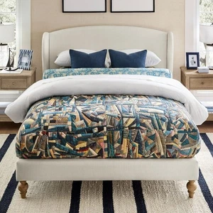 Pottery Barn Salton Reversible Quilt Blue Patchwork Full / Queen Bedding NEW - Picture 1 of 8