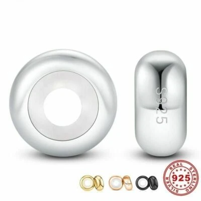 2 Stück Charms Stopper 925 Sterling Silber Rose Gold Schwarz Farbe Charm Armband - Bild 1 von 4