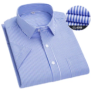 Mens Formal Shirts Office Short Sleeves Striped Bussiness Casual Summer Shirts - Picture 1 of 22