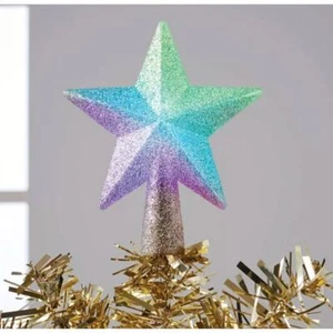 Topper Albero di Natale Glitter Mini Stella Illuminata Multicolore Illumina Decorazione Festività - Foto 1 di 6