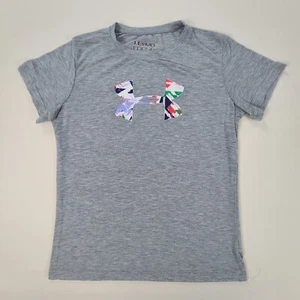 Under Armour Shirt Girls Medium Gray Lightweight HeatGear Youth Kids - Picture 1 of 9