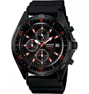 2 Casio Quartz Analog Men's AMW-370 Black orange Analog Resin Watch - Picture 1 of 1