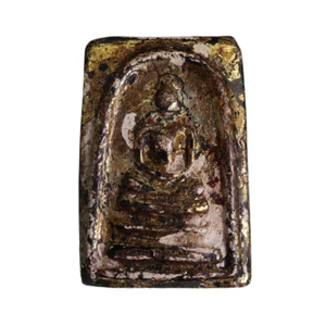 Thai Amulet Phra Som dej Wat Rakhung Pid Thong Gold leaf Buddha Temple Talisman - Picture 1 of 6