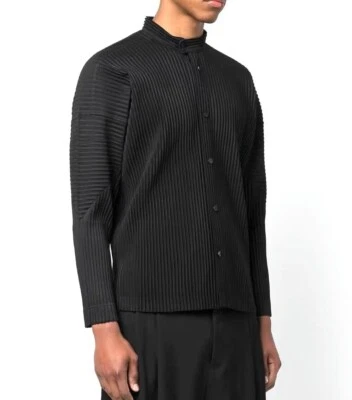 Hombre Plisado Issey Miyake Plisado Manga Larga Camisa Chaqueta Moda Foto 1 de 4