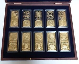 Windsor Mint Million Dollar Collection 24 carat gold plated bars x 10
