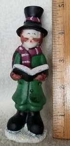 Beautiful Porcelain Ceramic Male Christmas Caroler Standing Figurine in Green - Picture 1 of 2