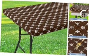 Rectangle Vinyl Table Cloth, Elastic Fitted Tablecloth with Flannel Backing, - Picture 1 of 7