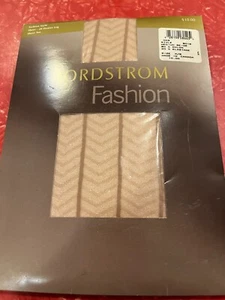 Vintage Nordstrom Hosiery Pantyhose Sz A/B Med Beige Textured Stripe Herringbone - Picture 1 of 4