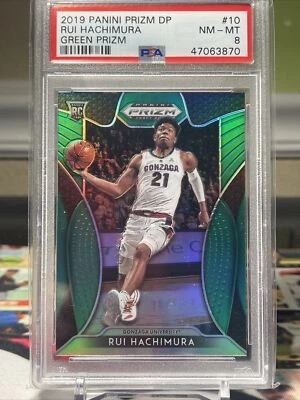 2019 Panini Prizm Draft Picks Card #10 Rui Hachimura Green Prizm PSA 8 - Image 1 of 2