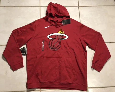 NWT NIKE Miami Heat NBA RED Pullover Hoodie Men’s 2XL Cover