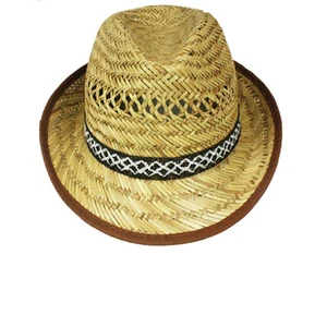 STRAW Trendy Designer Fedora Trilby Al Capone Hat Mafia Hat Gangs HAT-005 - Picture 1 of 1