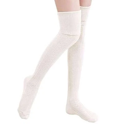 Medias largas sexy de algodón elástico por encima de la rodilla hasta el muslo para mujer Foto 1 de 4