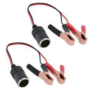 2pcs 12V Car Cigarette Lighter Female Socket to Battery Alligator Crocodile Clip - Picture 1 of 7