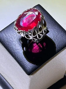 Men silver 925 Ring Genuine France Ruby Jewelry Handmade Design ياقوت باريس مترش - Picture 1 of 20
